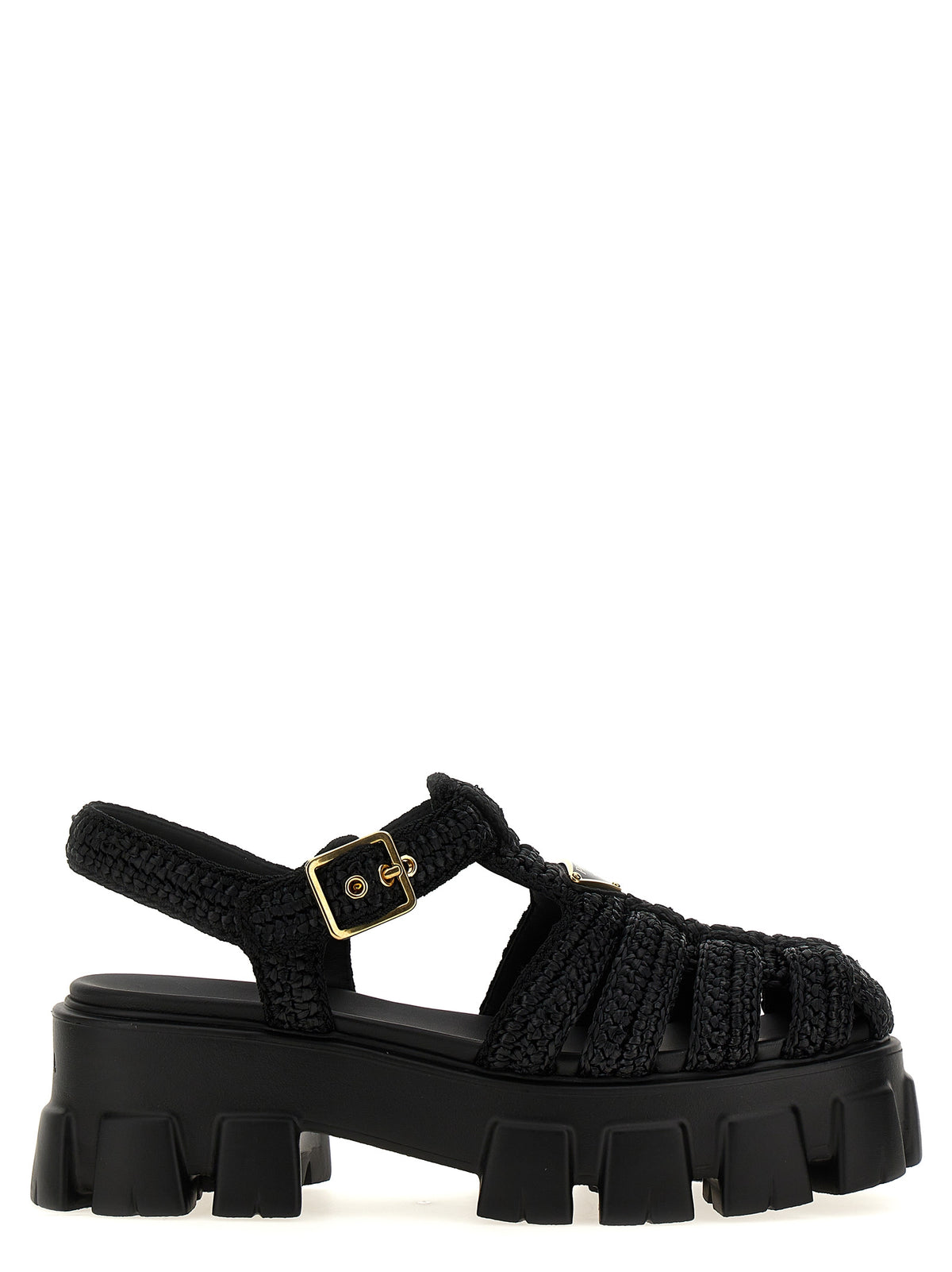 Prada Schwarze Plateau-Sandalen aus Viskose