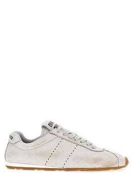 Miu Miu Weiße Kalbsleder Low-Top-Sneaker
