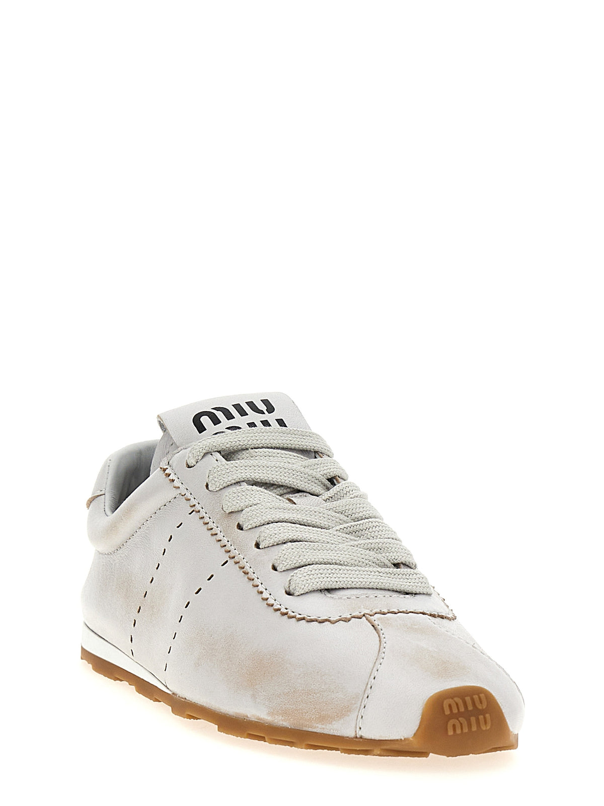 Miu Miu Weiße Kalbsleder Low-Top-Sneaker