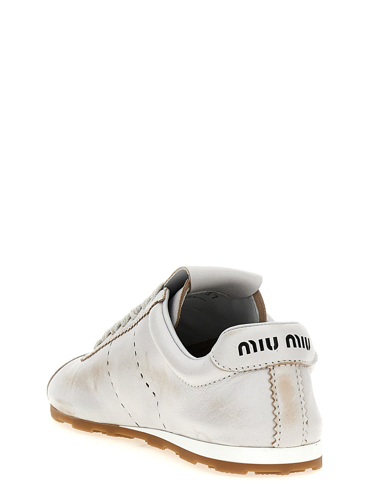 Miu Miu Weiße Kalbsleder Low-Top-Sneaker