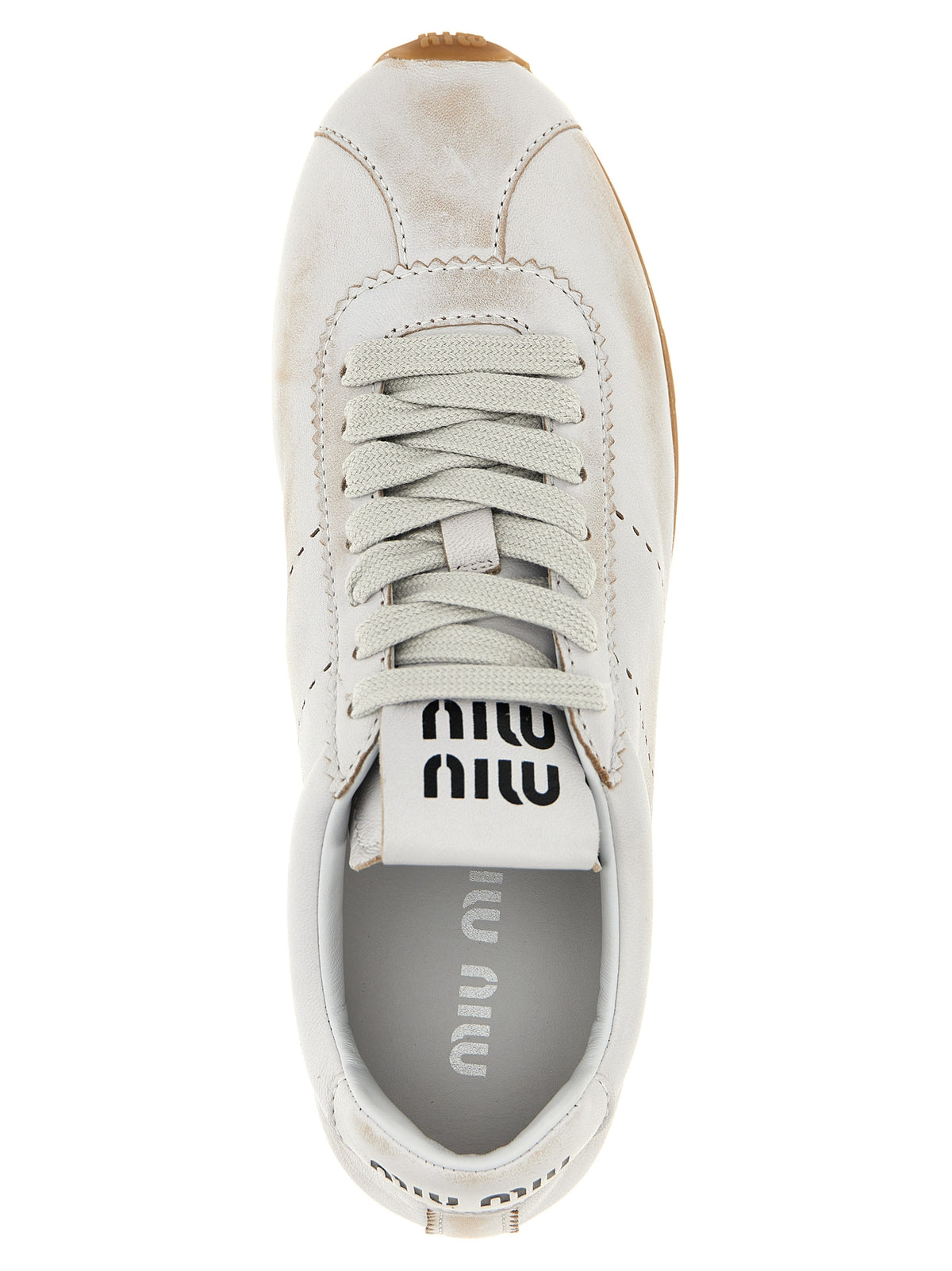 Miu Miu Weiße Kalbsleder Low-Top-Sneaker