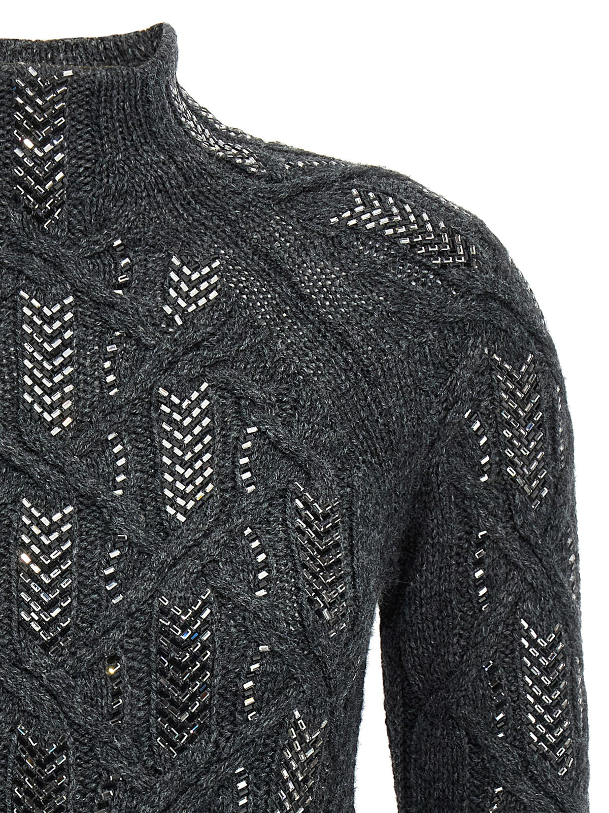 Ermanno Scervino Grauer Cardigan aus reiner Schurwolle