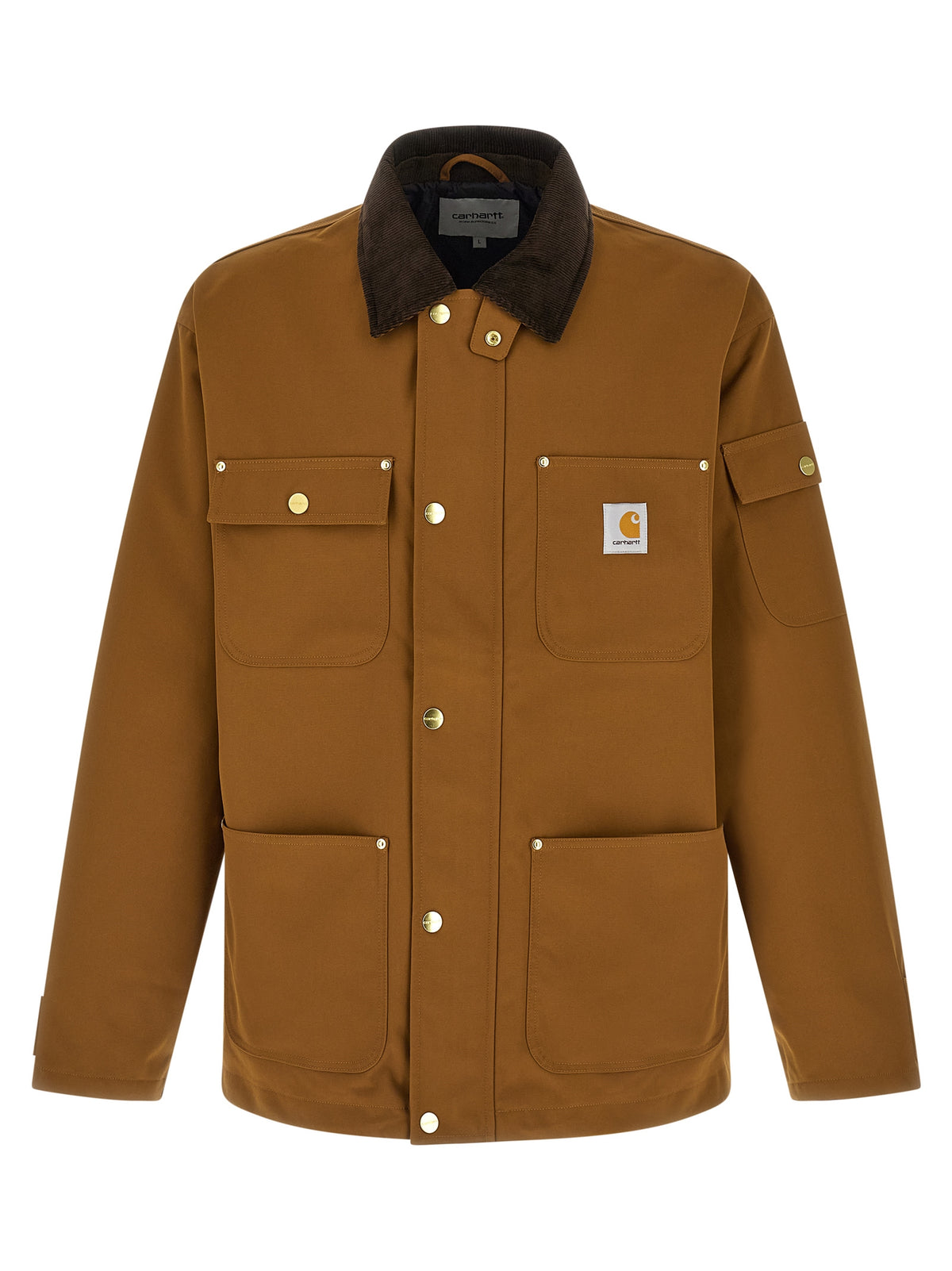 Carhartt Wip Braune Nylon-Jacke in voller Länge