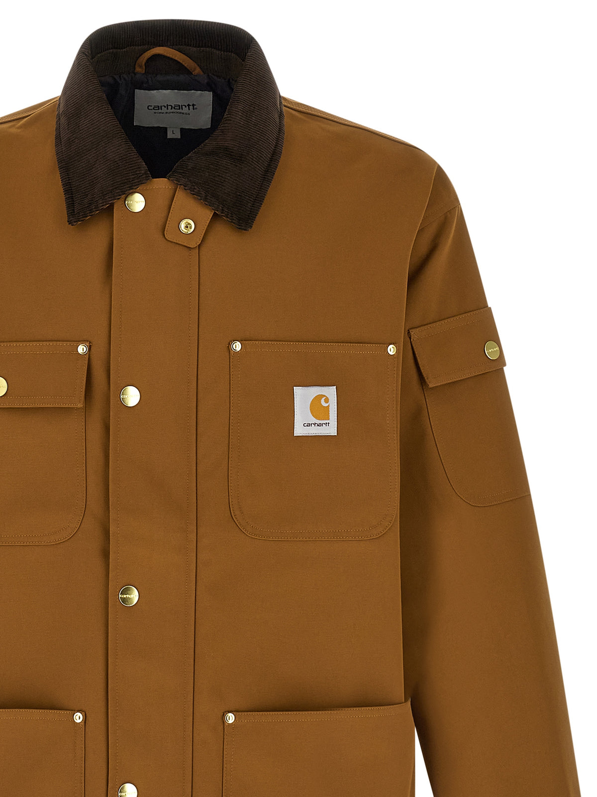 Carhartt Wip Braune Nylon-Jacke in voller Länge
