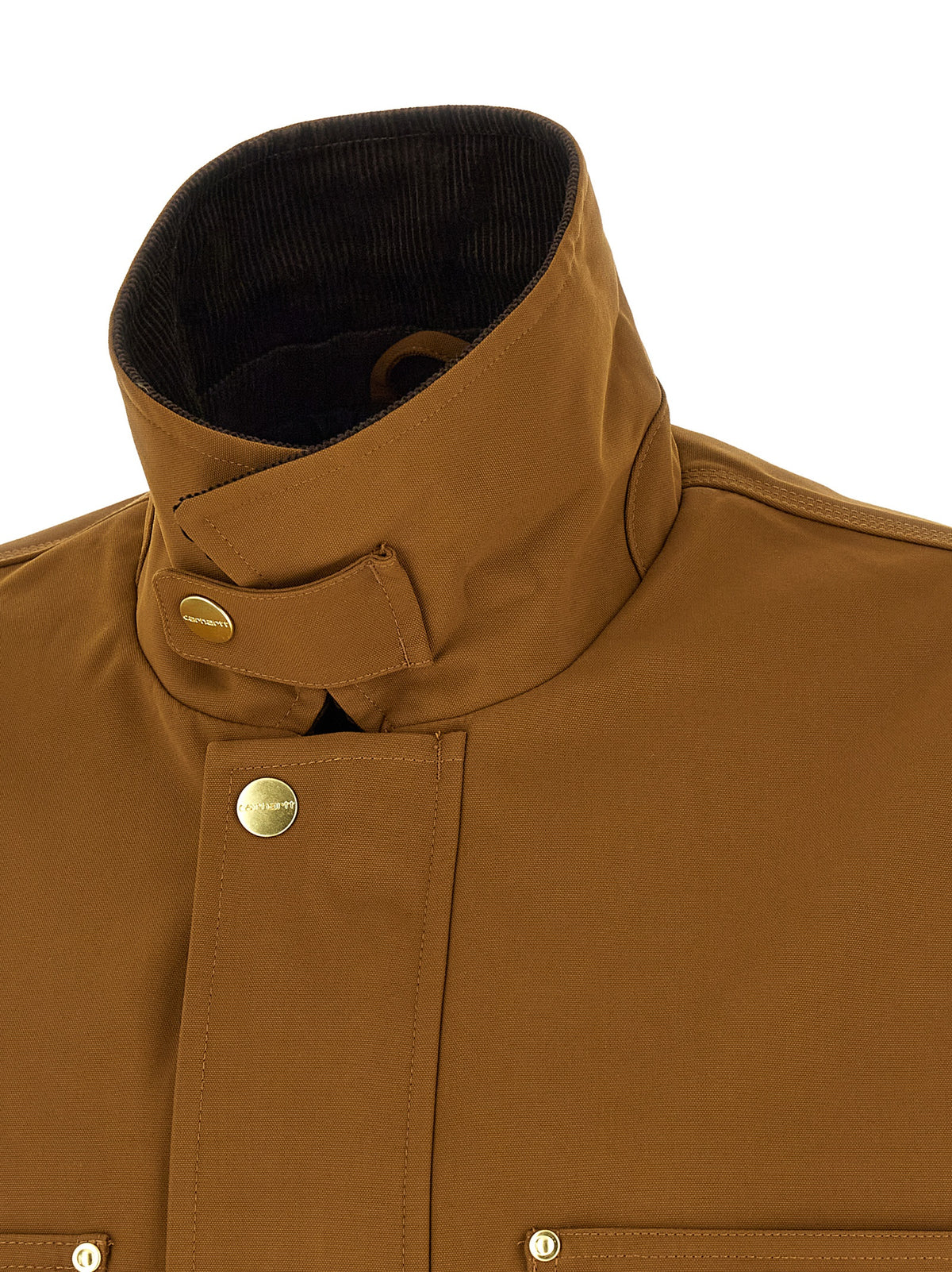 Carhartt Wip Braune Nylon-Jacke in voller Länge