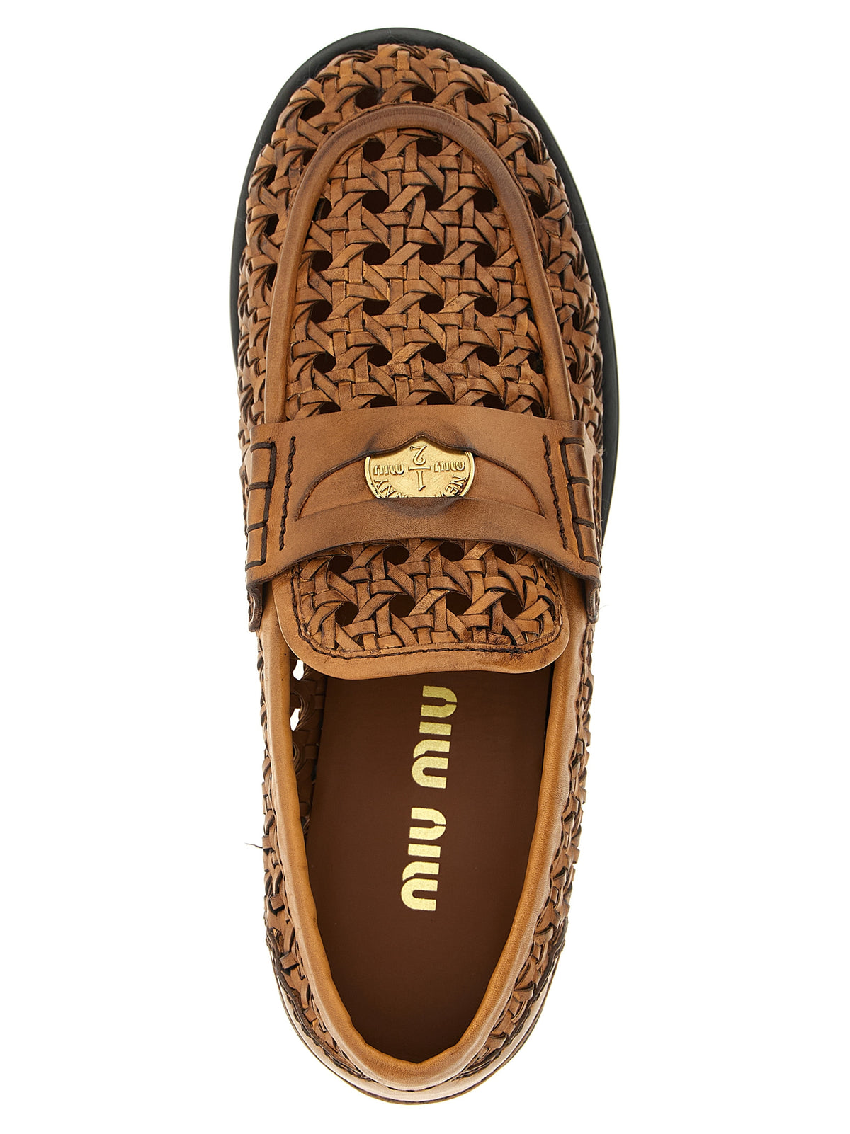 Miu Miu Braune Kalbsleder-Slipper