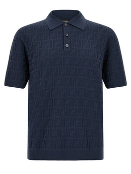 Fendi Blaues Baumwoll-Polohemd