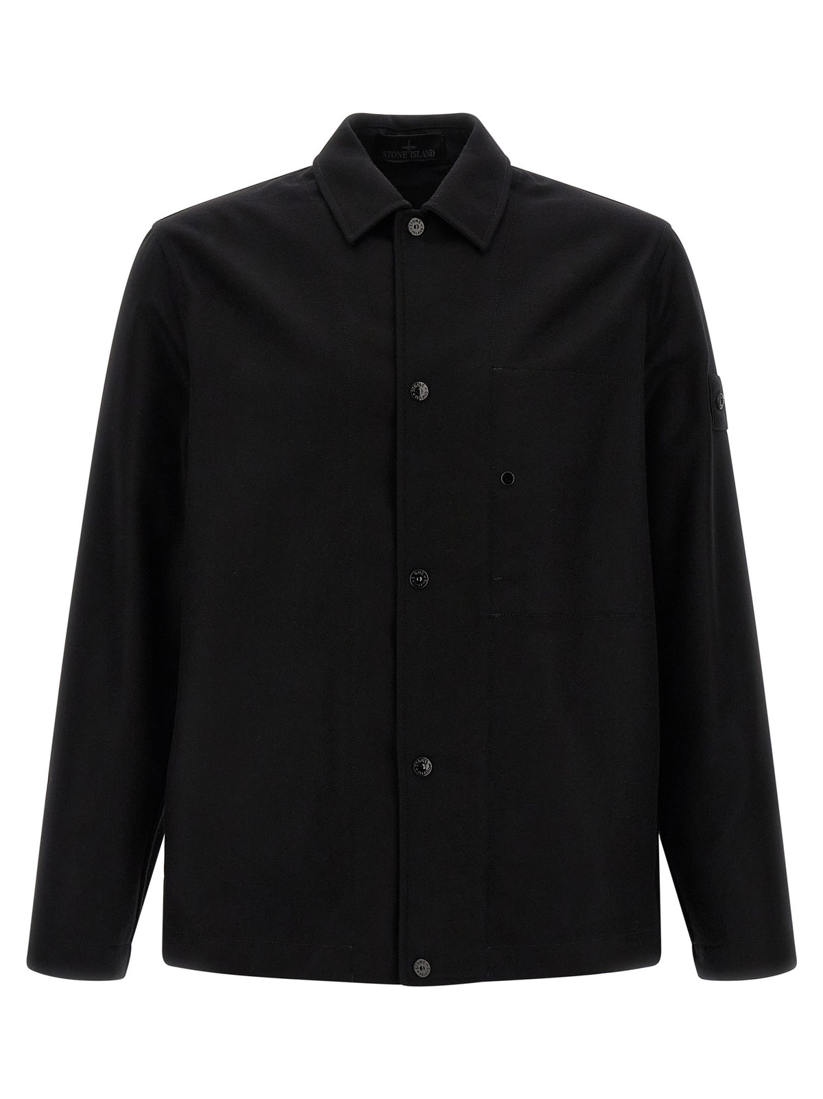 Stone Island Schwarze Bluse aus reiner Schurwolle