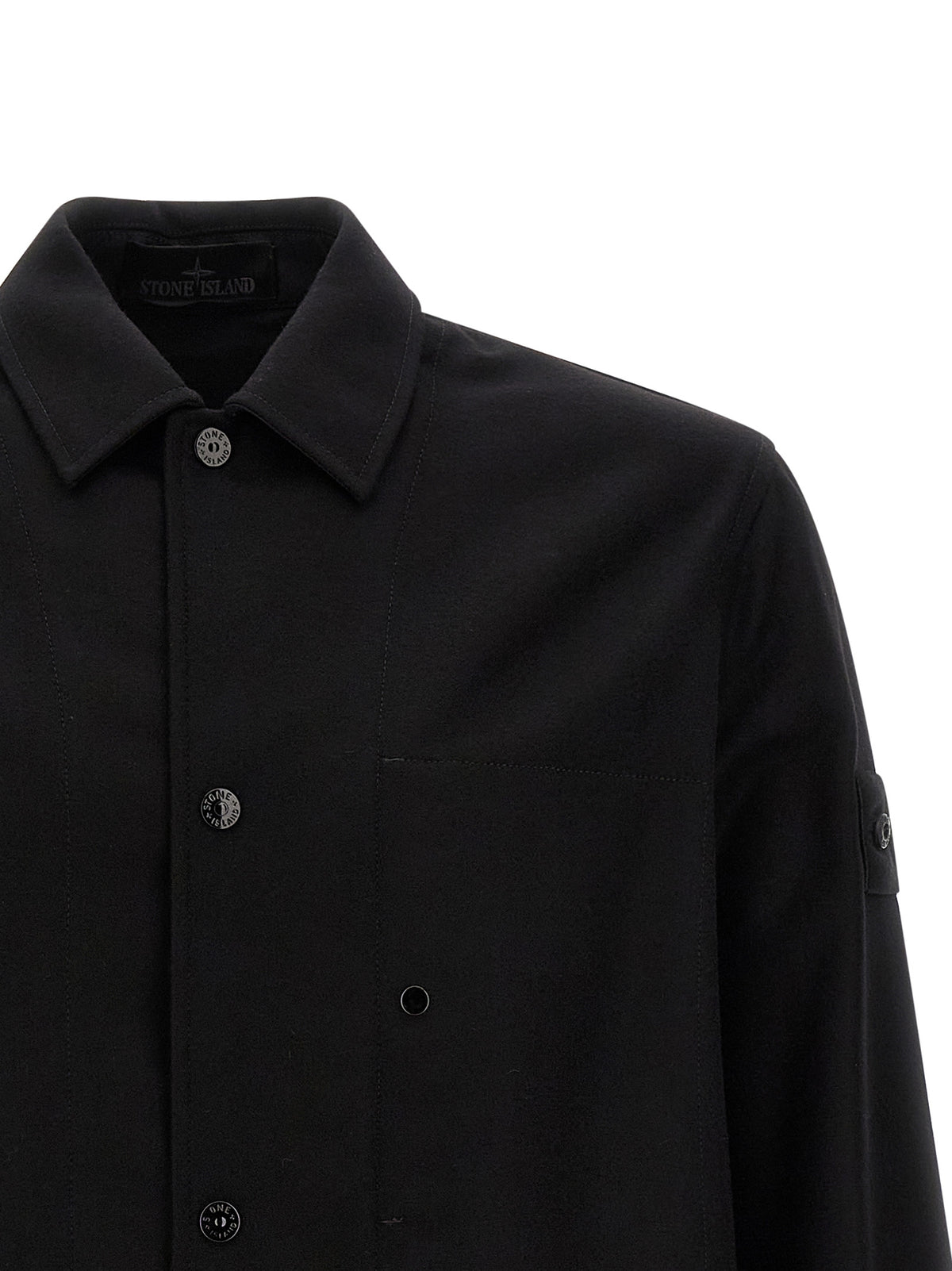 Stone Island Schwarze Bluse aus reiner Schurwolle