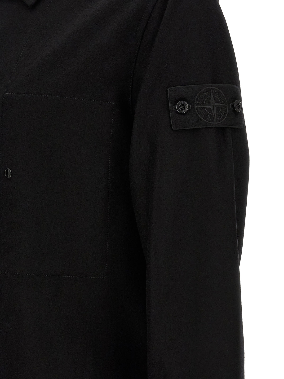 Stone Island Schwarze Bluse aus reiner Schurwolle