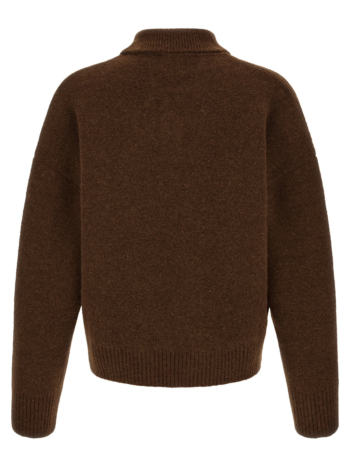 Ami Paris Braunes Alpaka-Leder-Poloshirt