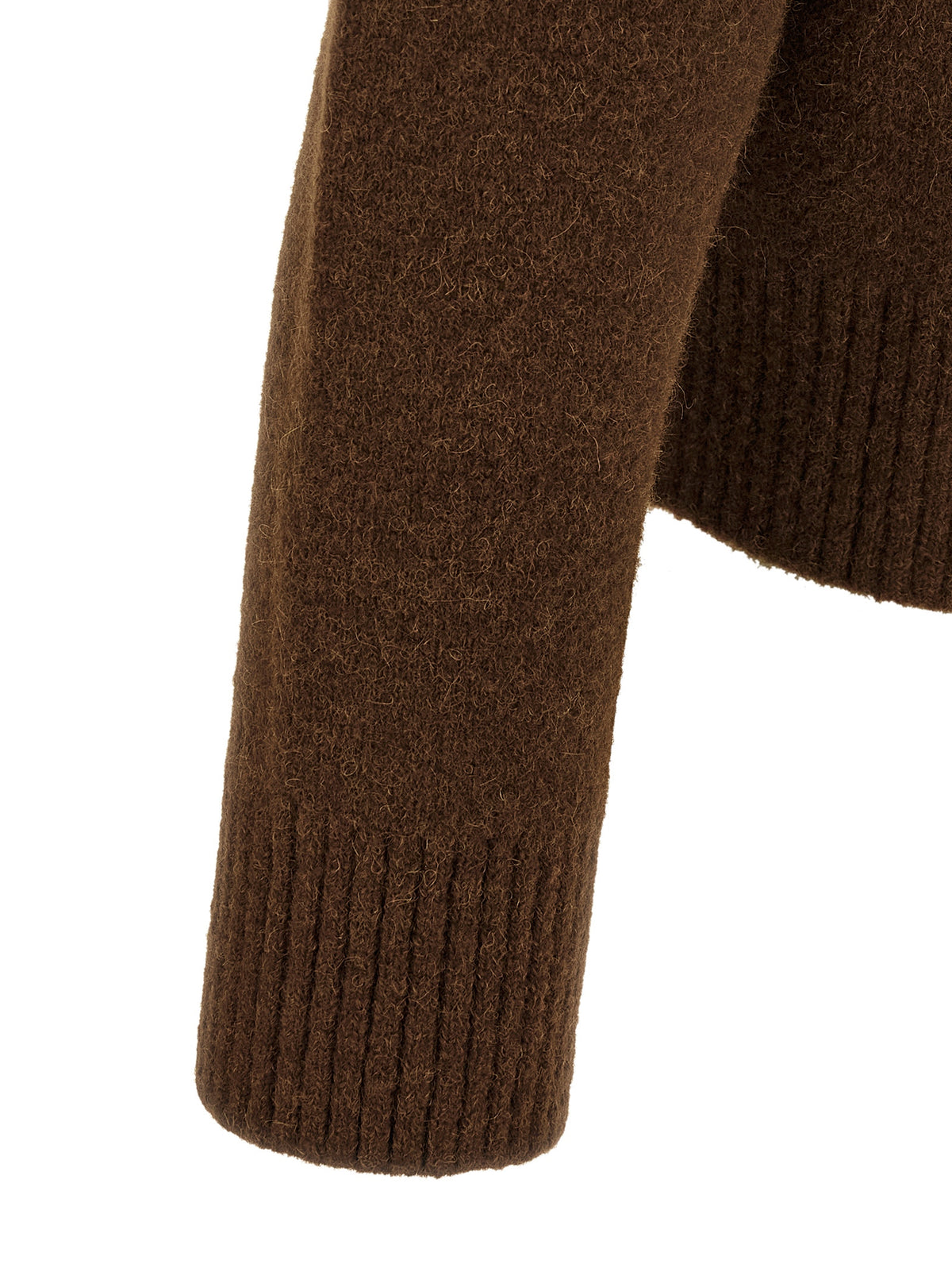 Ami Paris Braunes Alpaka-Leder-Poloshirt