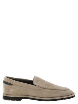 Brunello Cucinelli Beige Calfskin Slip-On Loafers