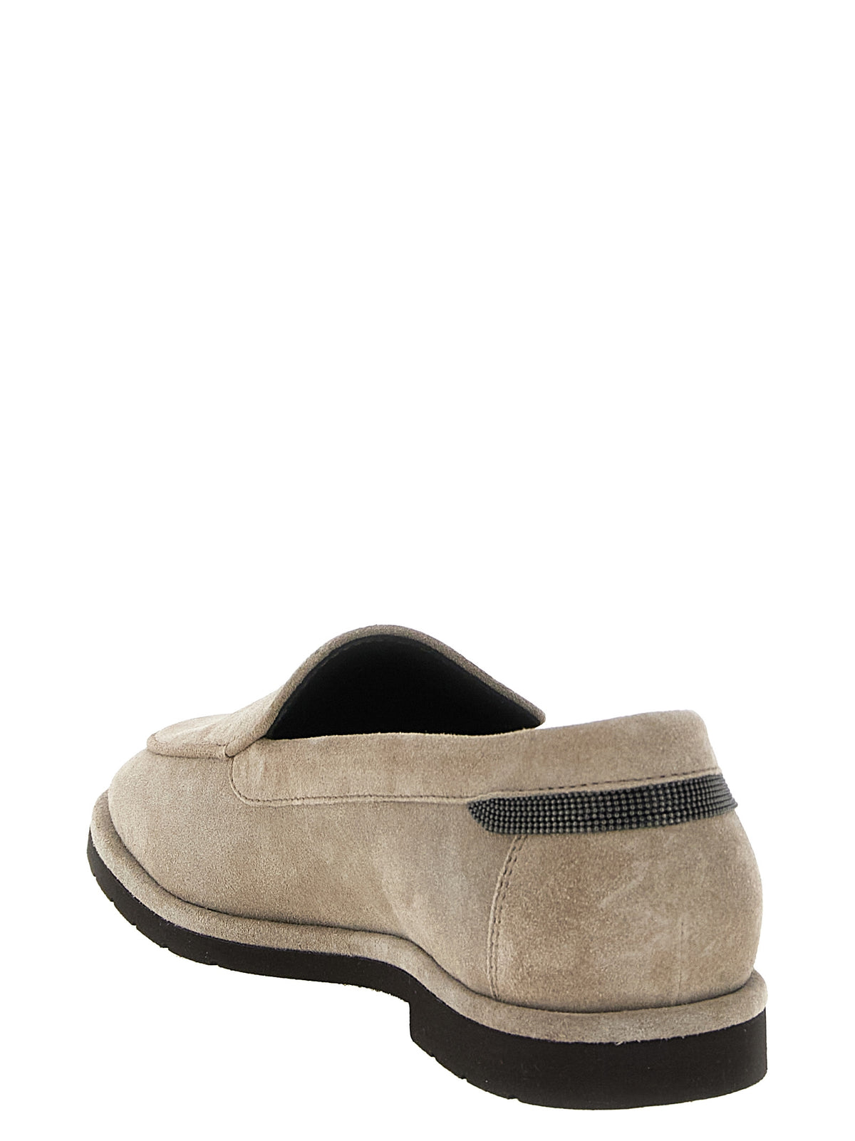 Brunello Cucinelli Beige Calfskin Slip-On Loafers