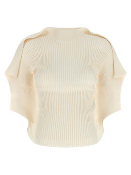 Issey Miyake Weißes Polyester-Kurzarmhemd