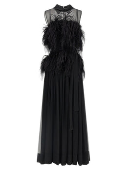 Alberta Ferretti Schwarzes Seiden-Maxikleid
