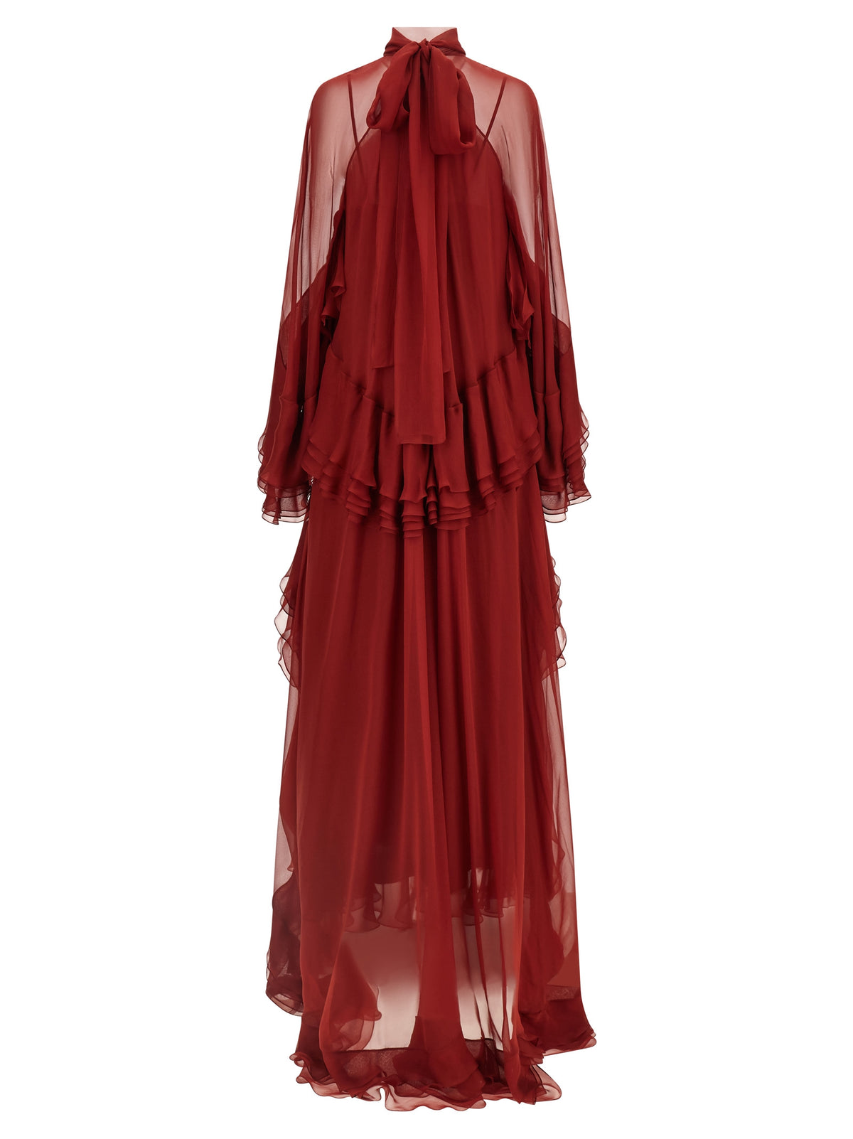 Alberta Ferretti Langes Bordeaux-Seidenkleid
