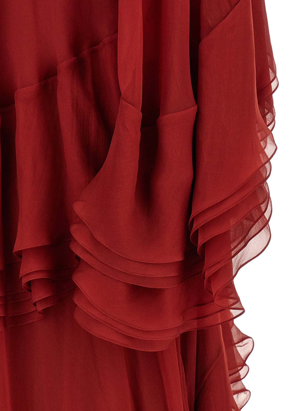 Alberta Ferretti Langes Bordeaux-Seidenkleid