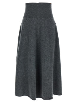 Extreme Cashmere Grauer Kaschmir-Midirock