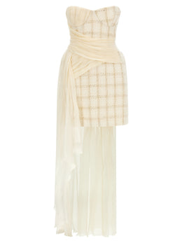 Elisabetta Franchi Kurzes Kleid aus weißer Schurwolle
