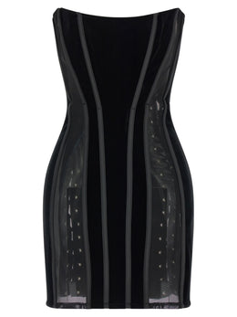 Elisabetta Franchi Schwarzes Polyester-Kurzkleid