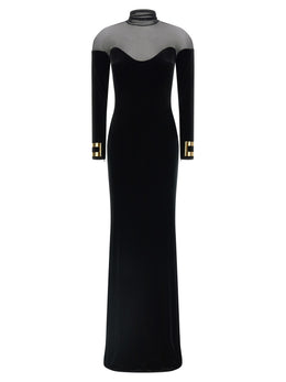 Elisabetta Franchi Schwarzes Maxikleid aus Polyester