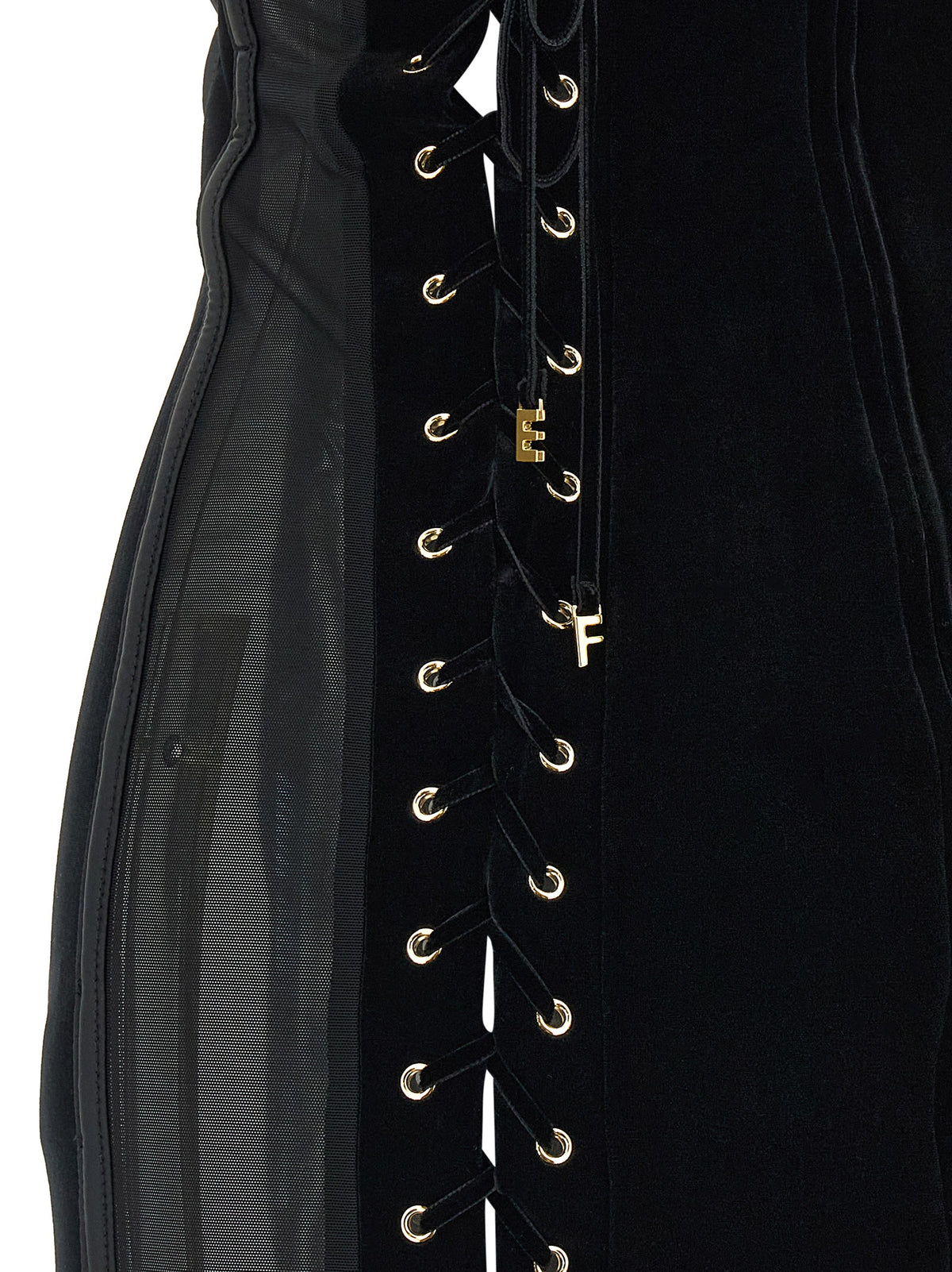 Elisabetta Franchi Schwarzes Polyester-Kurzkleid