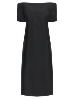 Jil Sander Schwarzes Seiden-Midikleid