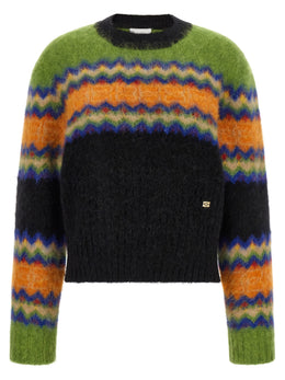 Ganni Mehrfarbige Marabou-Strickjacke