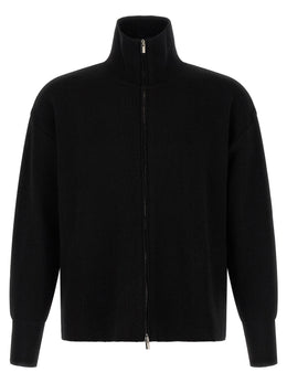 MA'RY'YA Schwarzer Cardigan aus Schurwolle