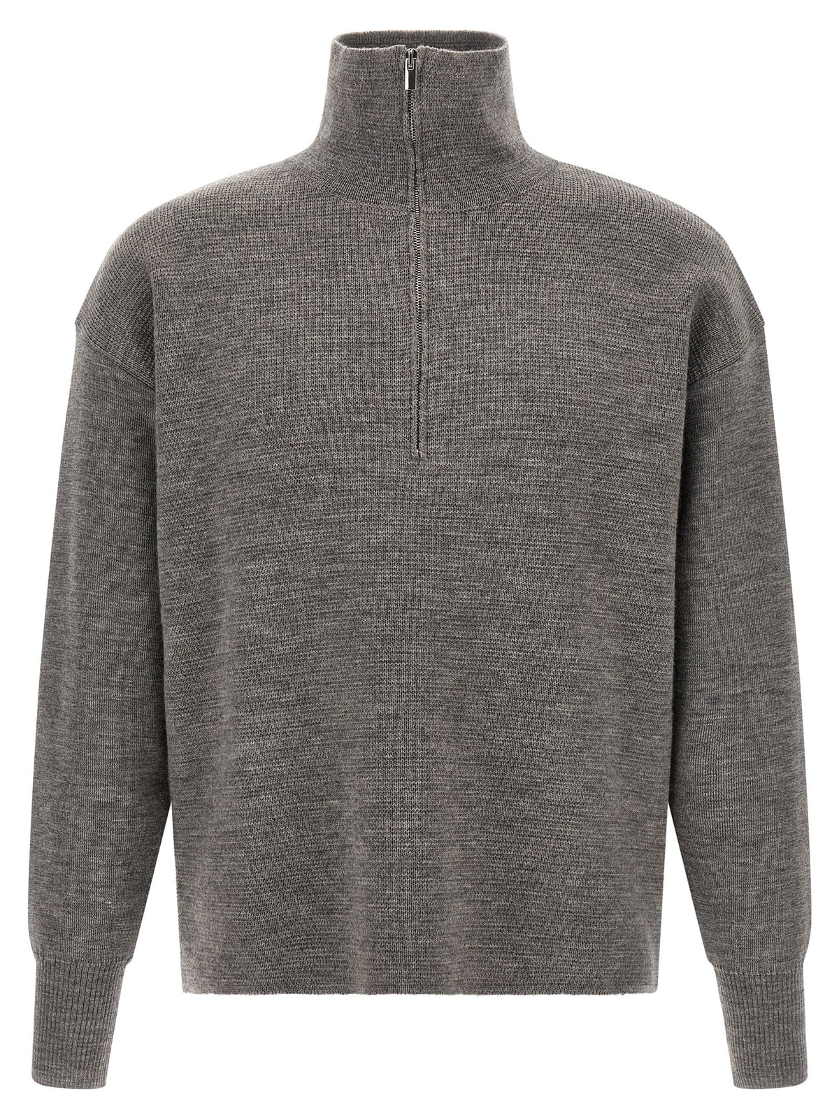 MA'RY'YA Grauer Cardigan aus reiner Schurwolle
