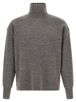 MA'RY'YA Grauer Cardigan aus reiner Schurwolle
