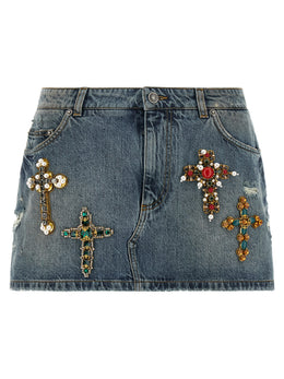Dolce & Gabbana Blauer Baumwoll-Maxirock