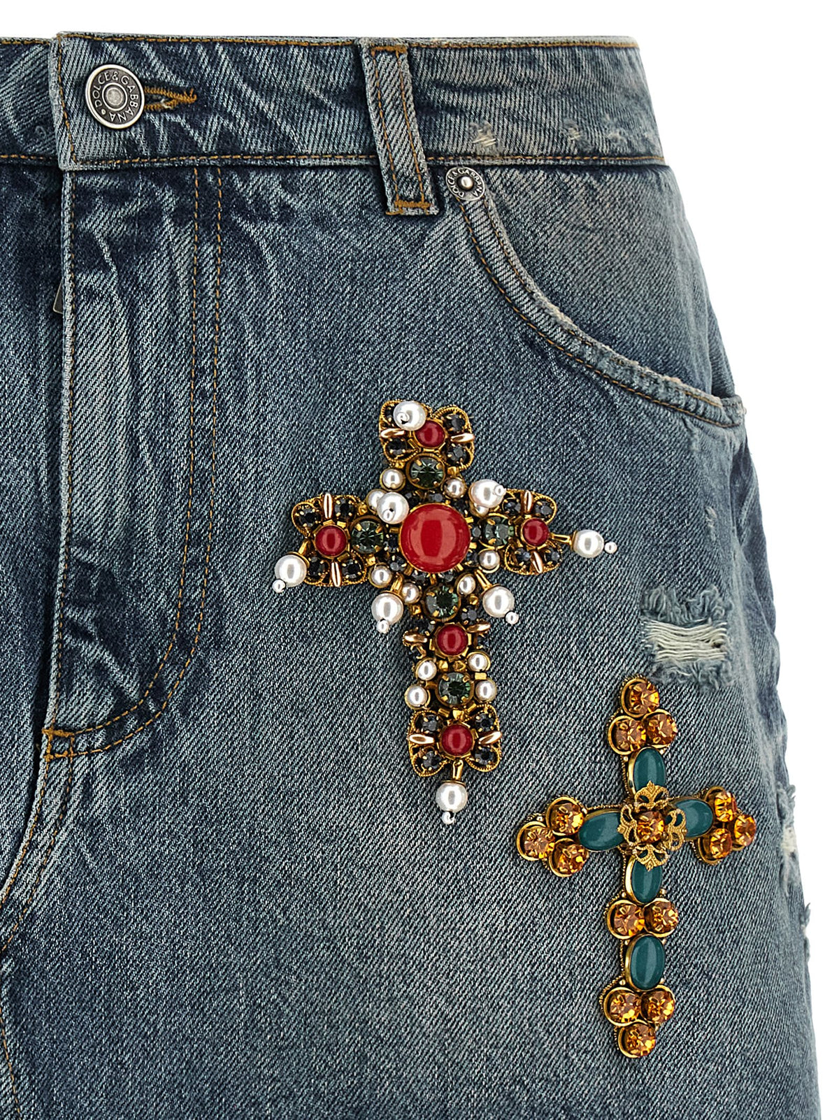 Dolce & Gabbana Blauer Baumwoll-Maxirock