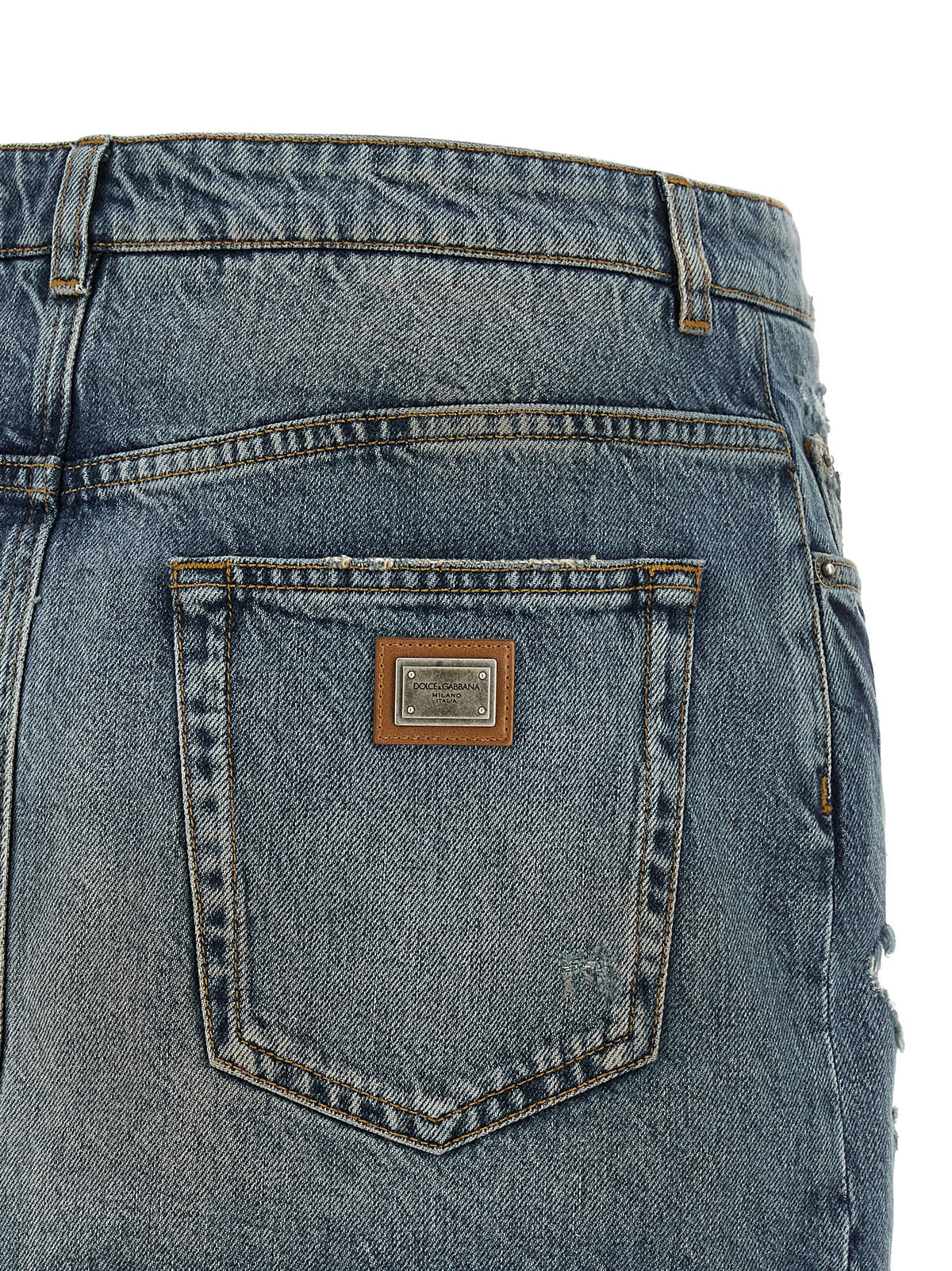 Dolce & Gabbana Blauer Baumwoll-Maxirock