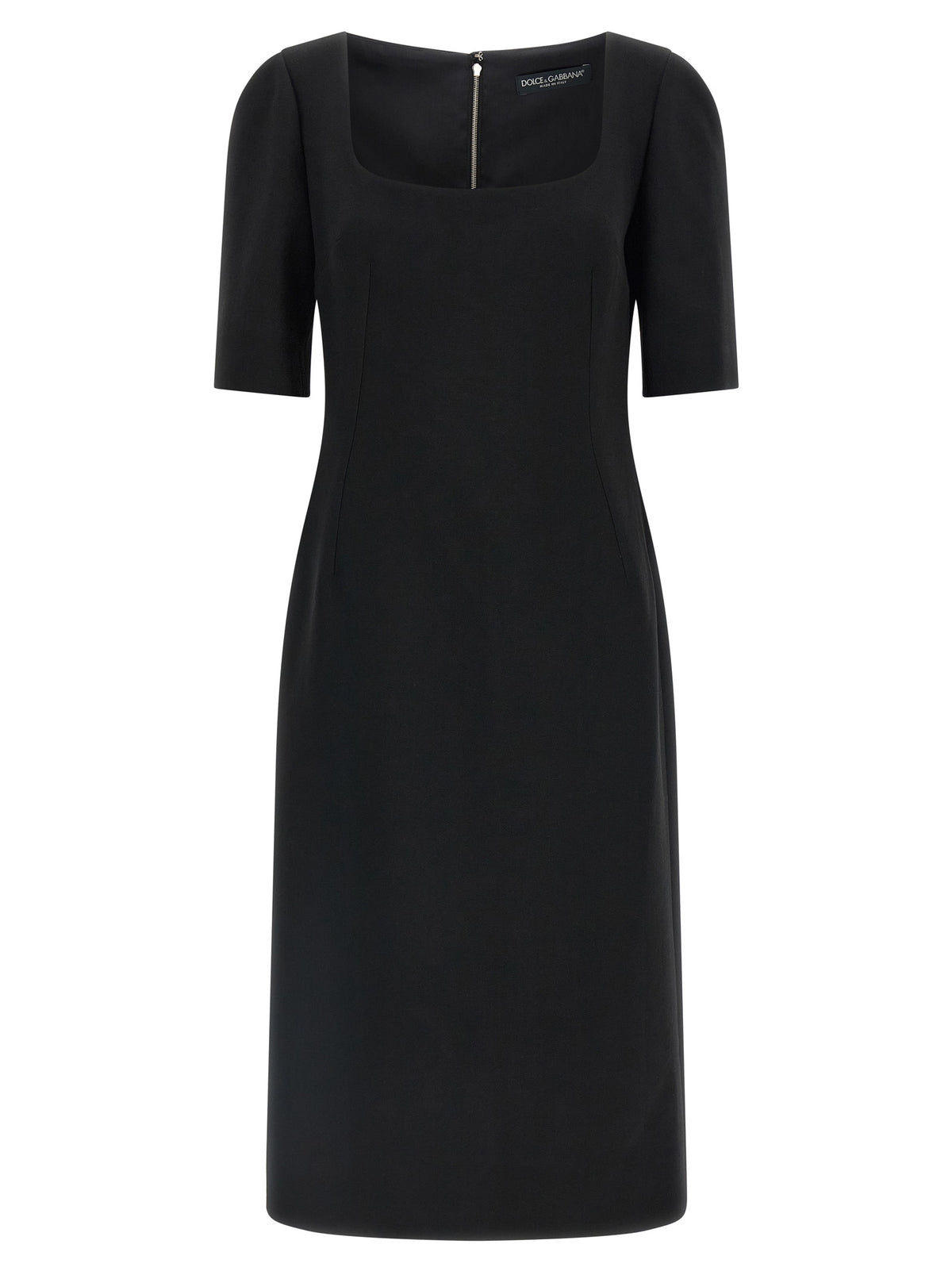 Dolce & Gabbana Schwarzes Midikleid aus reiner Schurwolle