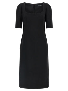 Dolce & Gabbana Schwarzes Midikleid aus reiner Schurwolle