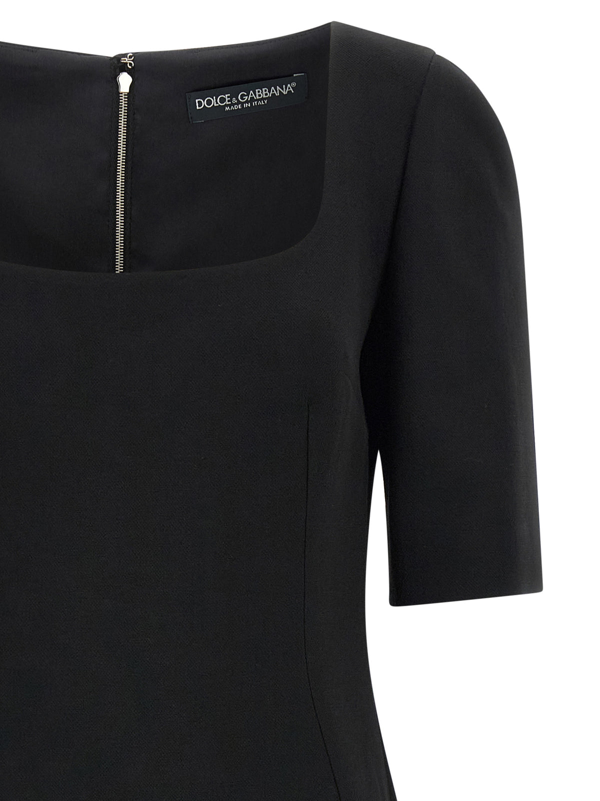 Dolce & Gabbana Schwarzes Midikleid aus reiner Schurwolle