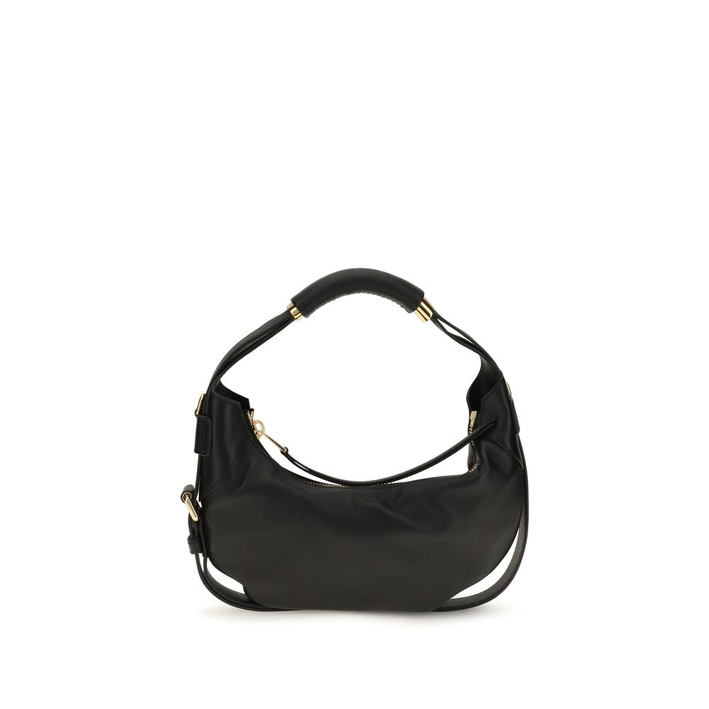 Moschino Schwarze Bos Taurus Kalbsleder Schultertasche
