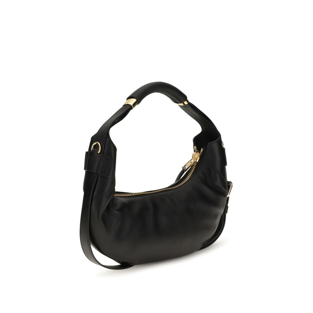 Moschino Schwarze Bos Taurus Kalbsleder Schultertasche