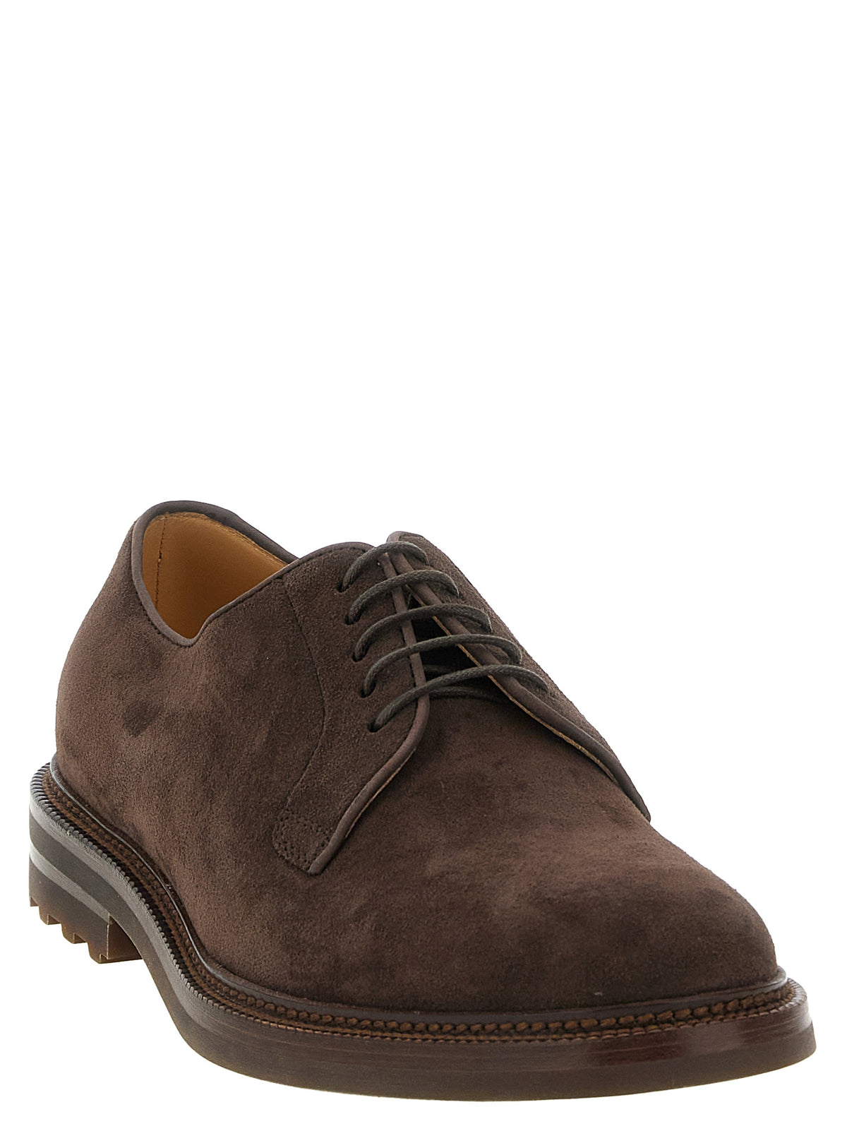 Brunello Cucinelli Braune Kalbsleder Oxford- und Derby-Schuhe