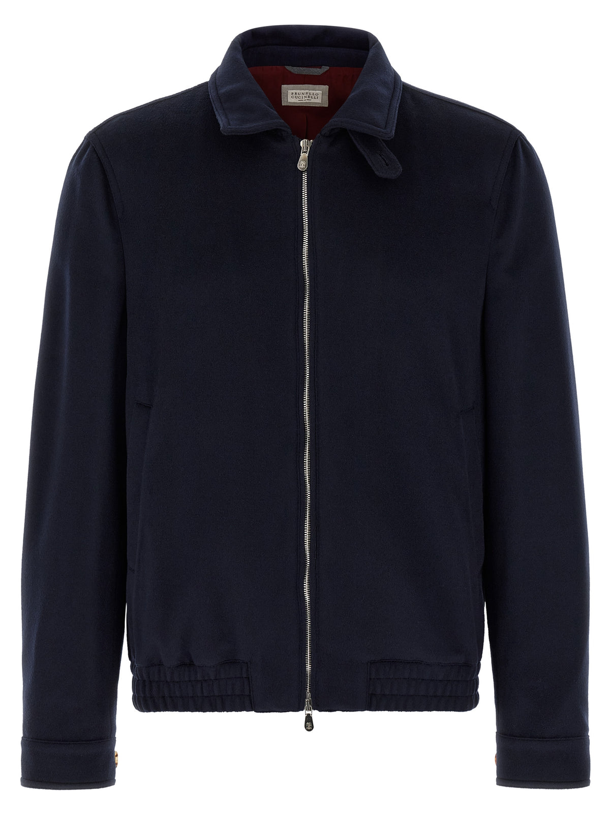Brunello Cucinelli Blauer Bomber aus reiner Schurwolle