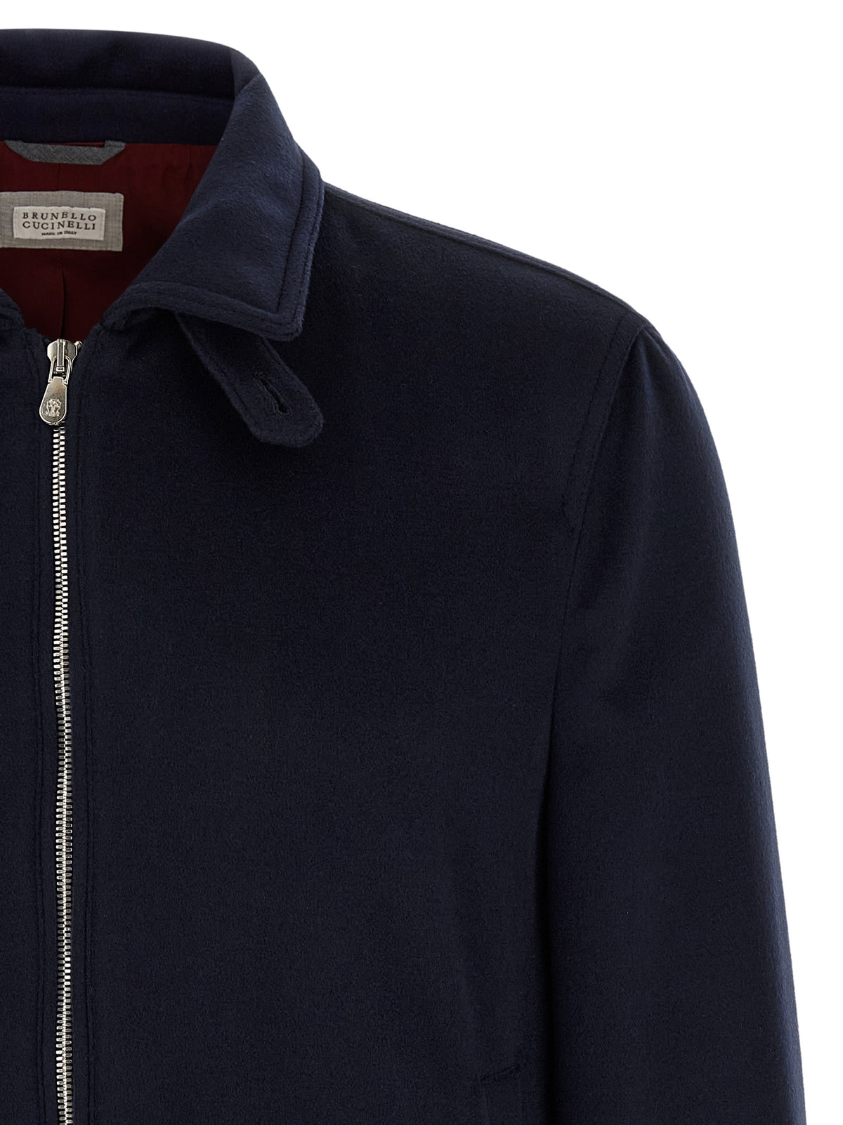 Brunello Cucinelli Blauer Bomber aus reiner Schurwolle