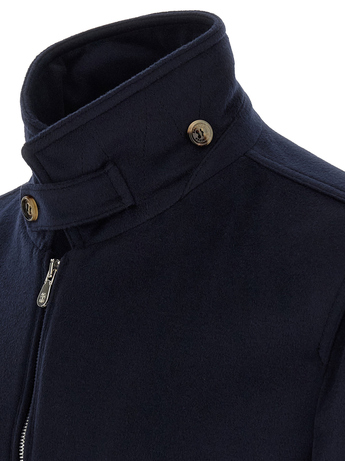 Brunello Cucinelli Blauer Bomber aus reiner Schurwolle