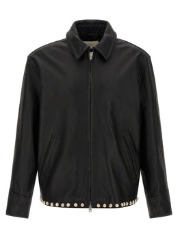 SECOND/LAYER Schwarze Lederjacke aus Kalbsleder