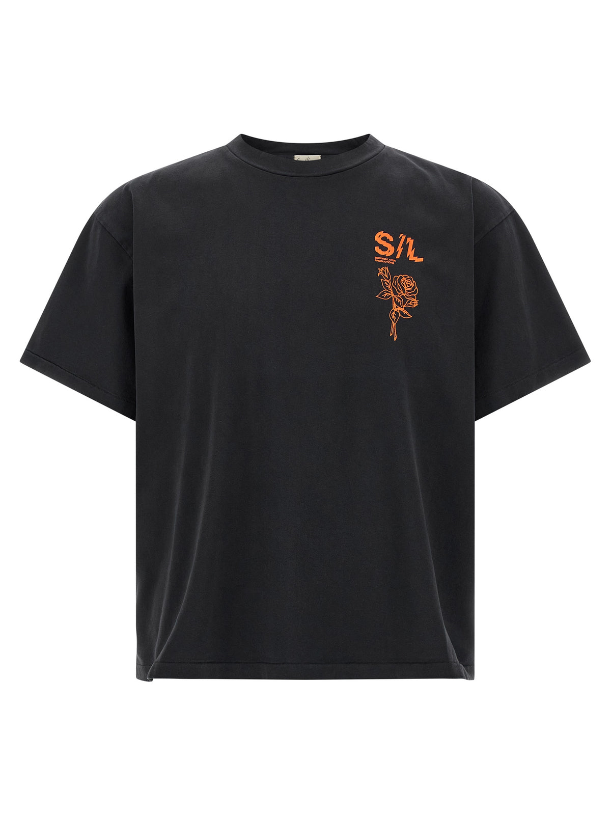 SECOND/LAYER Schwarzes Baumwoll-T-Shirt