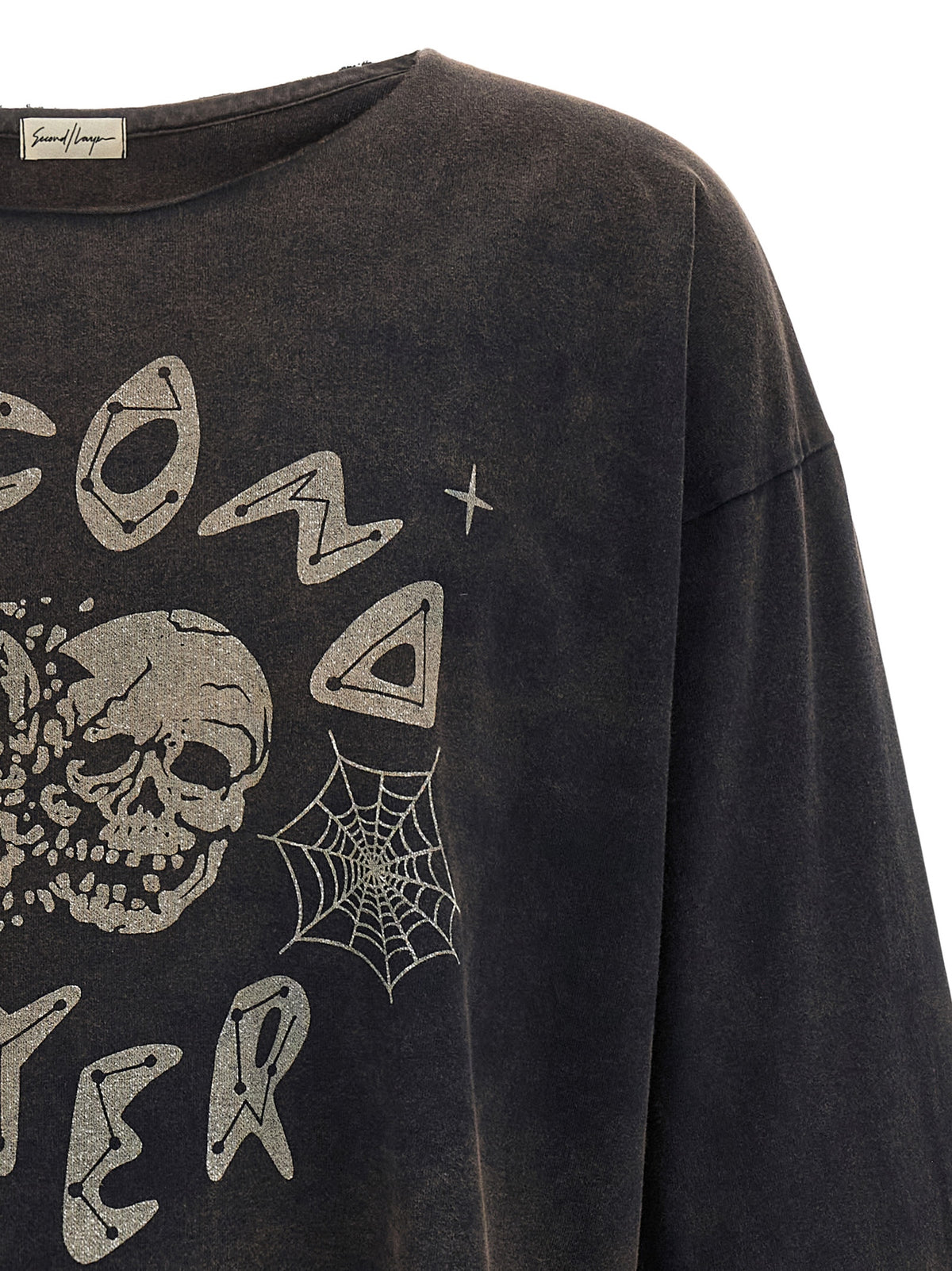 SECOND/LAYER Schwarzes Baumwoll-T-Shirt