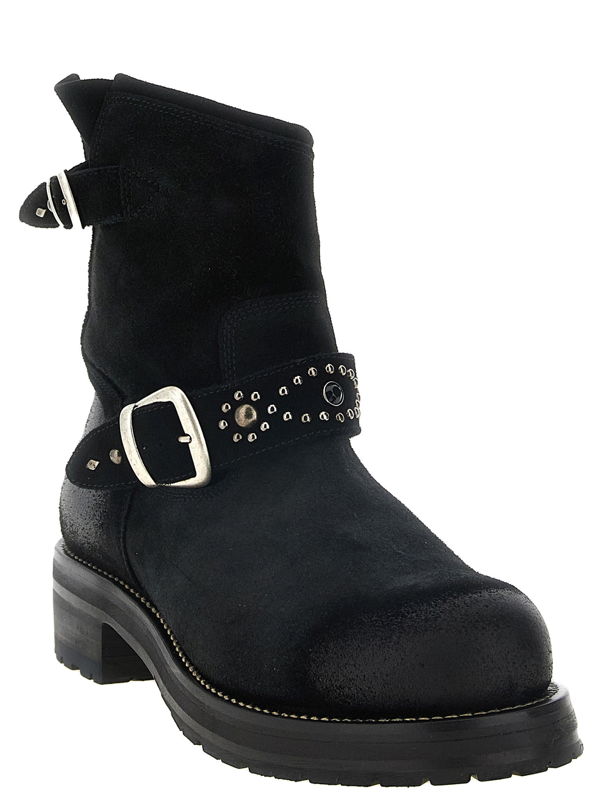 SECOND/LAYER Schwarze Stiefeletten aus Kalbsleder