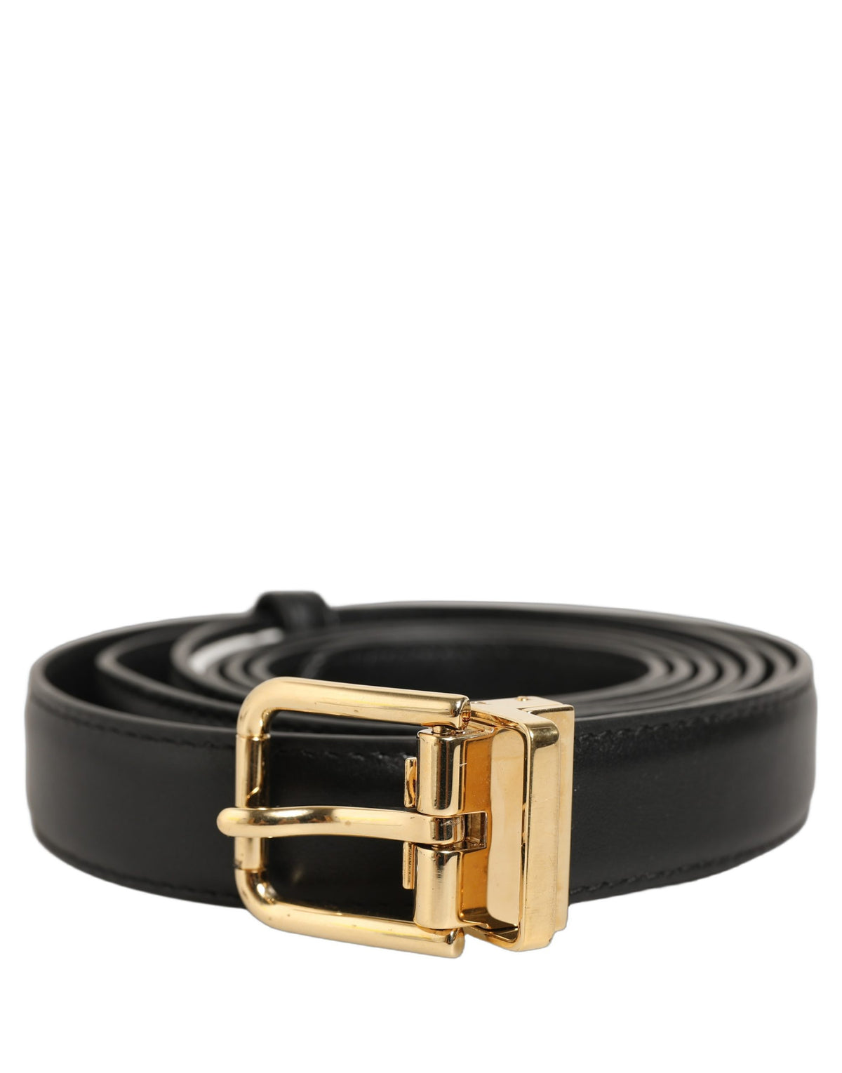 Dolce & Gabbana Schwarzer Ledergürtel mit doppeltem Wickel und Metallschnalle