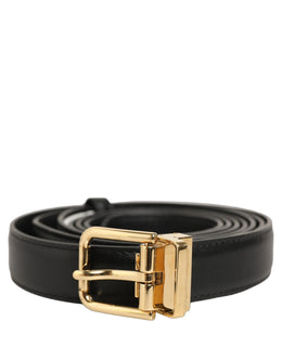 Dolce & Gabbana Schwarzer Ledergürtel mit doppeltem Wickel und Metallschnalle